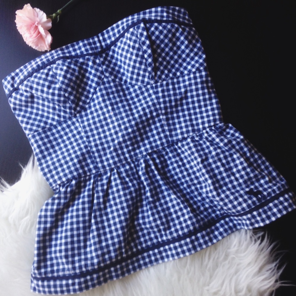 Abercrombie & Fitch Strapless Peplum Top 💎 size M